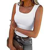 SVALIY Summer Womens Tank Tops 2024 Square Neck Fitted Sleeveless Shirts for Women Ribbed Basic Top