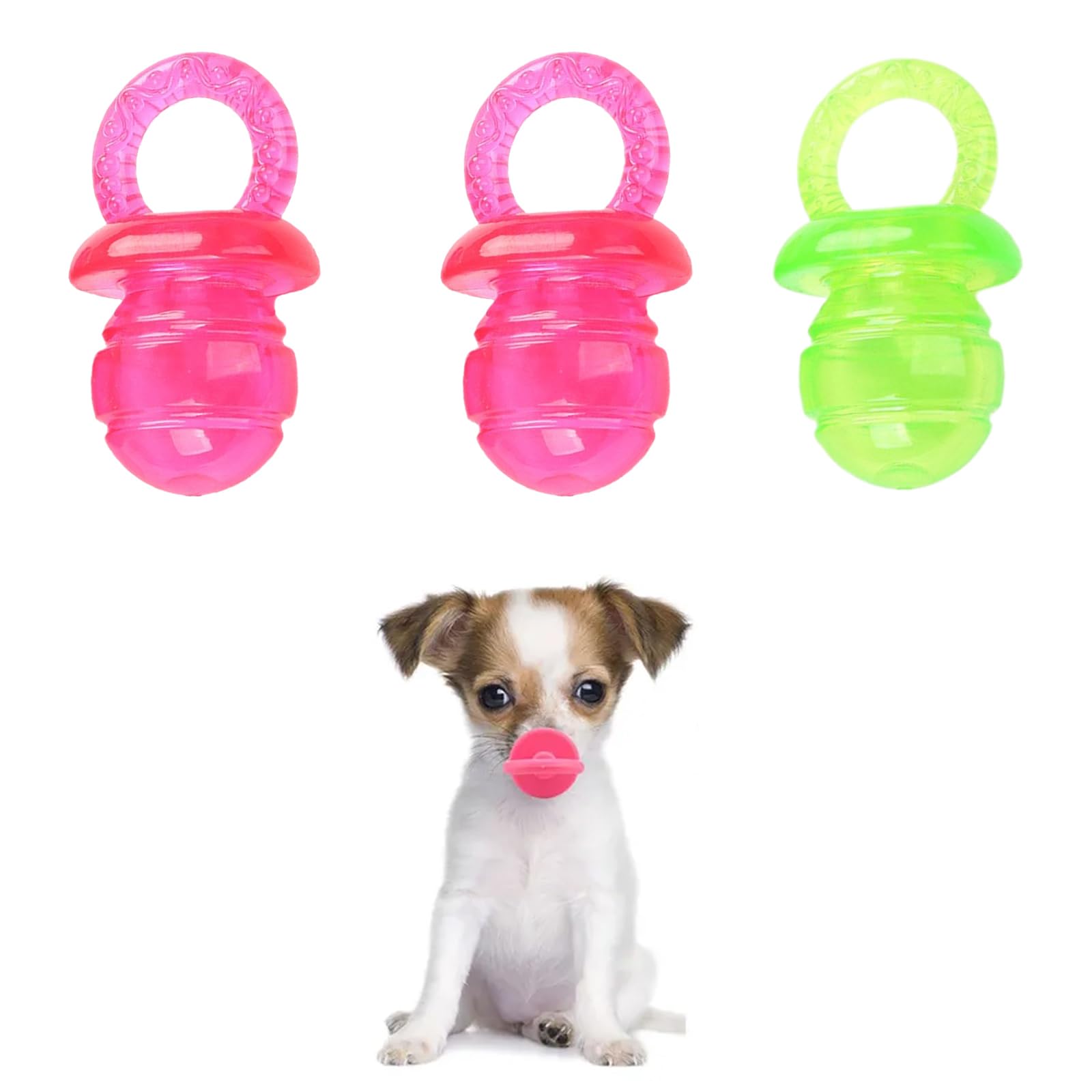 YuanYouTong Dog Pacifiers, 3 Pcs Durable Puppy Chew Toys, Natural TPR Pacifier, Rubber Dog Teething Toys, Outdoor Tough Dog Training Toys Suitable for Pet, Dogs & Puppy, Red and Green