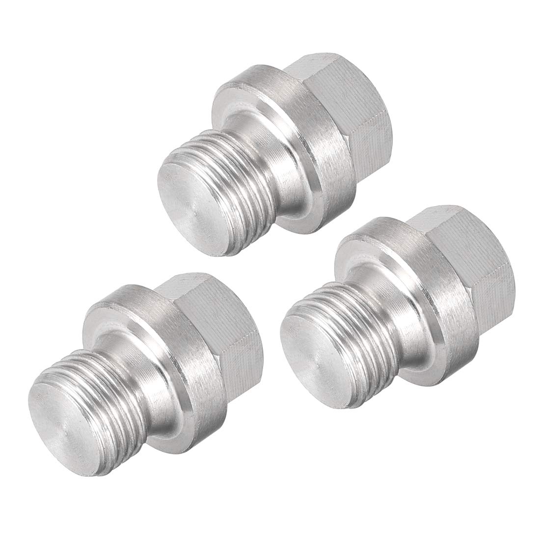 sourcing map M10 X 1 Male Outer Hex Head Plug - 304 Stainless Steel Solid Thread Corrosion Resistant Bung Plug Pipe Fitting 3Pcs