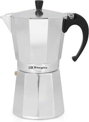 KF 600, Cafetera italiana, 6 tazas de capacidad, apta para cocinas a gas, eléctricas y vitrocerámicas, mango ergonómico, válvula de seguridad, interior de fácil limpieza, color plata