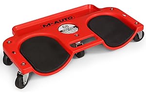 M-AUTO Rolling Knee Creeper Durable Knee Pads with Full 360 Degree Turn Casters and Tool Tray, Garage Kneeling Pads on Swivel Castors for Home Workshop Auto Repairing Maintaining, Red