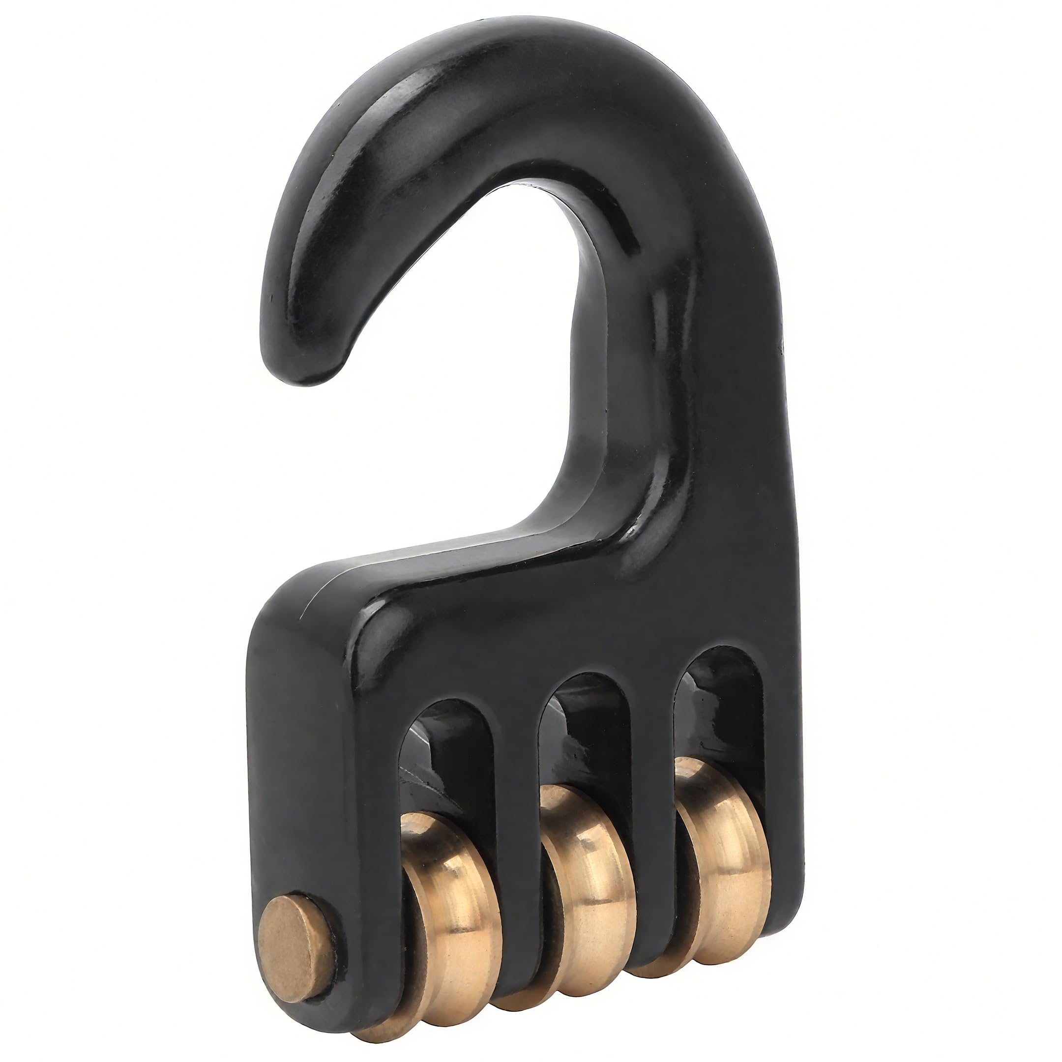 Leopacat Windsurf Rigging Pulley Hook, 3 Roll Wheel Aluminium Alloy Black Windsurfing Hardware Universal Hook Roller Reducing Friction Surfing Accessory for Sail Outdoor 7x4x1.5cm