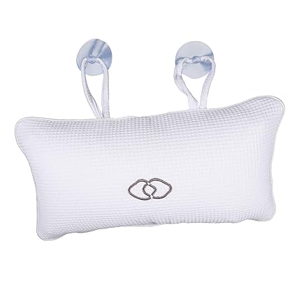 SUPVOX Bath Tub Spa Pillow Spa Headrest Pillow with Suction Cups for Head, Neck, Shoulder and Back Support (White)