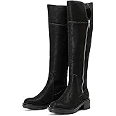 Ruiee Knee High Boots for Women Comfort Stylish Casual Round Toe Tall Riding Combat Boot Classic Fashion Fall Winter Knee-High Flat Boots.