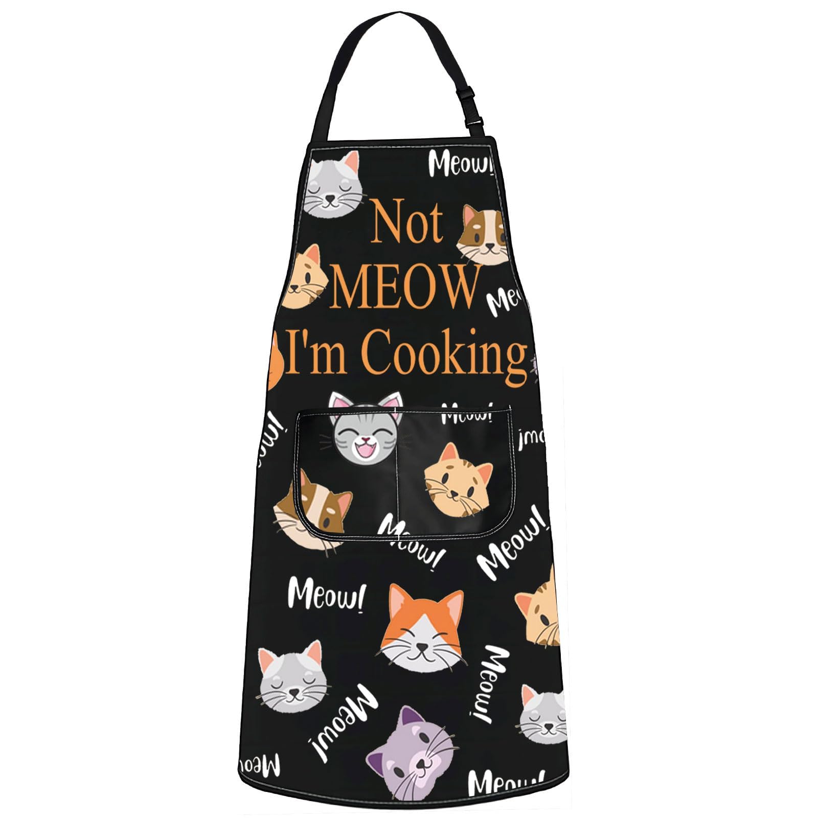 MYSOMY Cat Apron With Pockets Cats Pattern Apron Cat Cooking Apron Cat Baking Apron Not Meow I'm Cooking Cat Kitchen Aprons For Women (Not Meow I'm Cooking Apron)