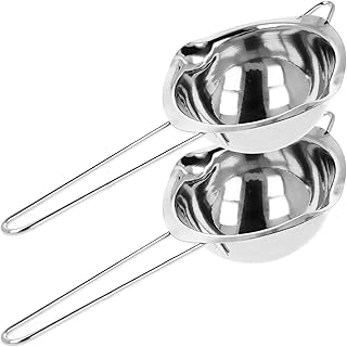 com-four® 2x Wasserbad-Schmelztopf - Schmelzschale mit 2 Ausgüssen - Hochwertige Wasserbad-Schmelzschüssel - Rostfreier Edelstahl (02 Stück - Schmelztopf)
