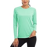 KEFITEVD Women's UPF 50+ Sun Protection Rash Guard Long Sleeve Crew Neck Quick Dry Workout Shirts for Running Yoga Swimming