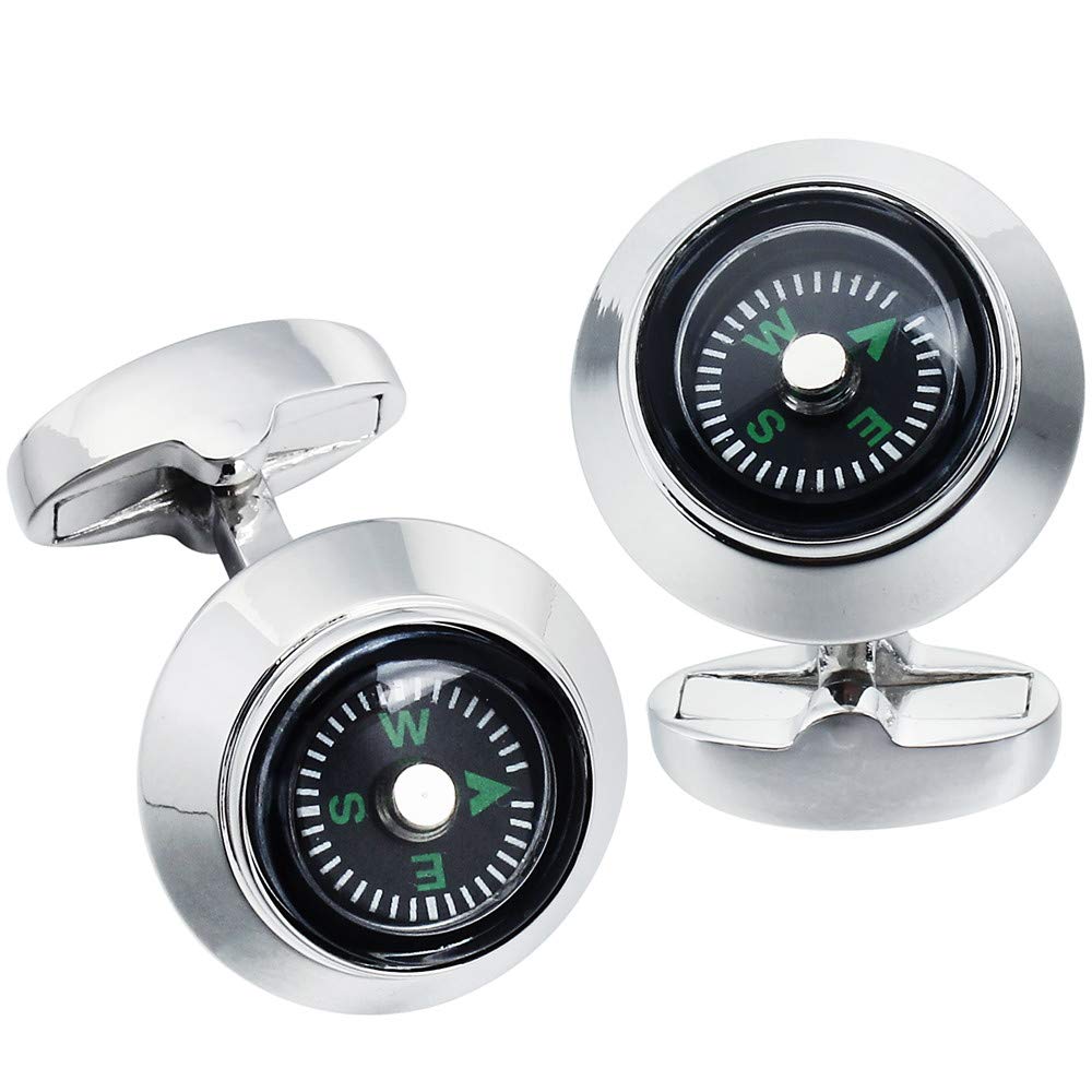 HAWSON Novelty Cufflinks fo Men Cuff Button for French Cuff Shirt - Multiple Designs (compass)