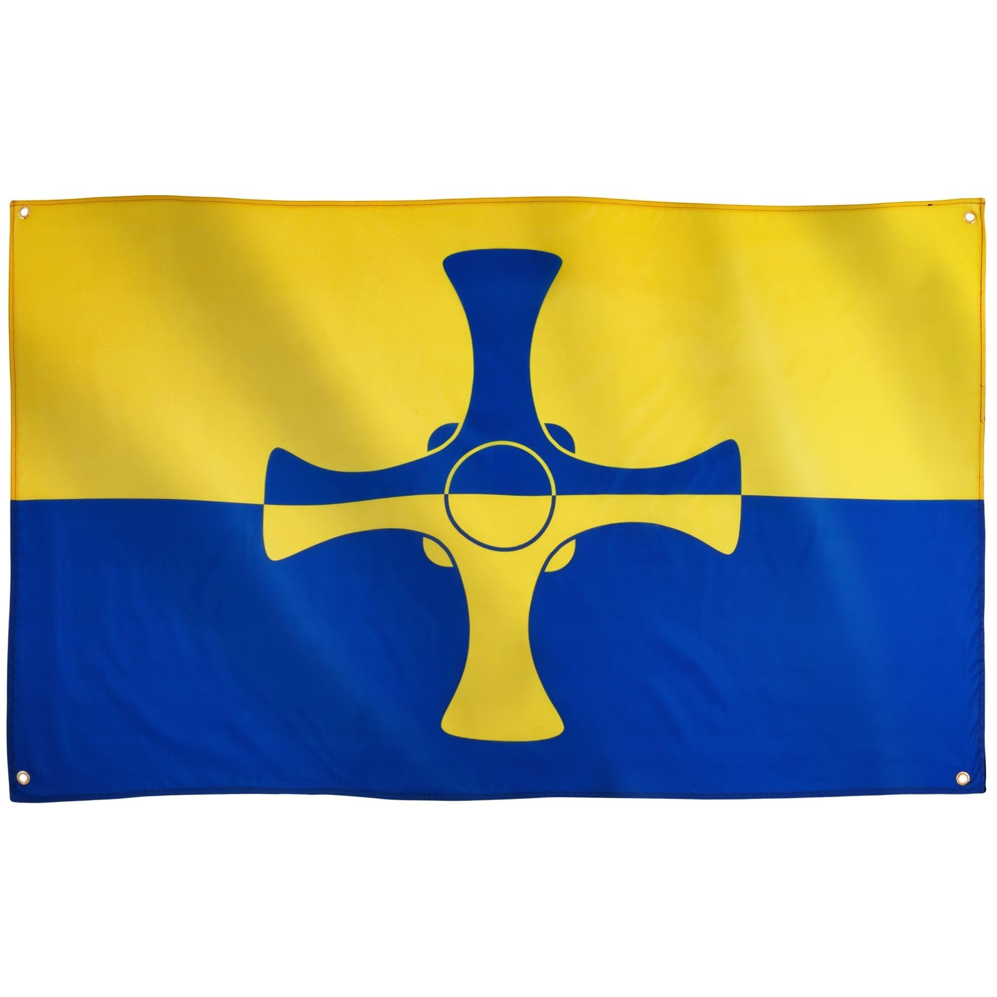 Runesol Durham Flag, 91x152cm, 3ft x 5ft, 4 Grommets, Eyelet In Every Corner, Durham Day, British Regional Flag, Premium Flags, Inside, Outside, Banner, Vivid Colours — image 1