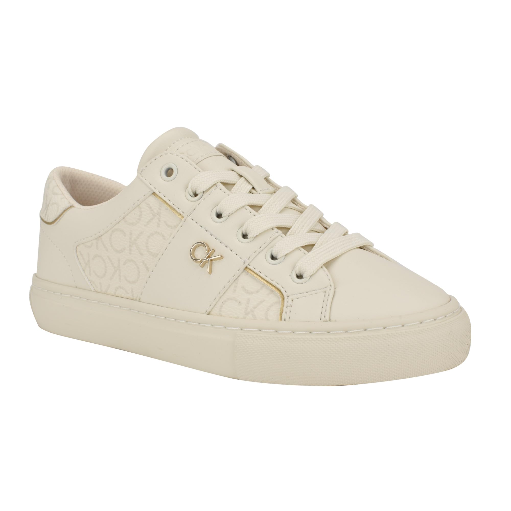 Calvin Klein Women’s Charie Sneaker, Ivory Logo 150, 5.5