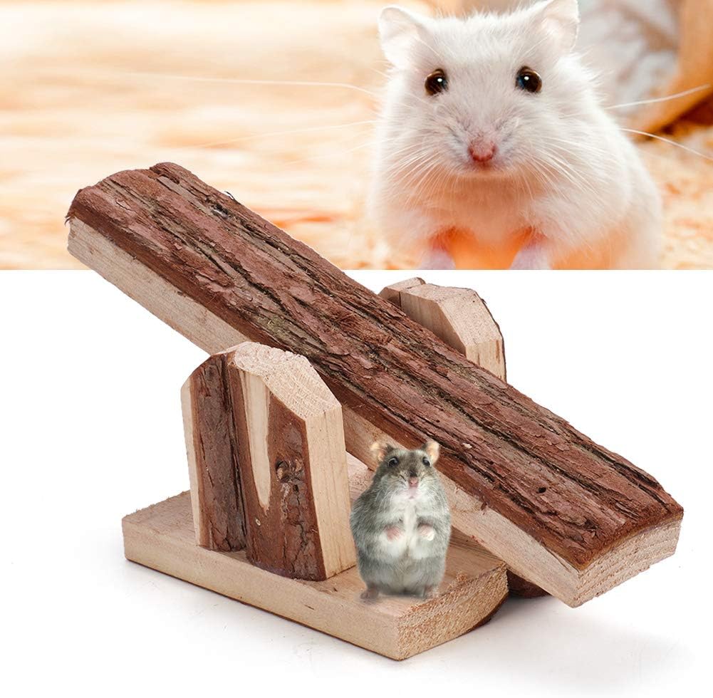 Natural Wooden Hamster Seesaw Chew Toy - Cage Accessory for Small Animals Including Rabbits Mice, Rats, Guinea Pigs - Image 3
