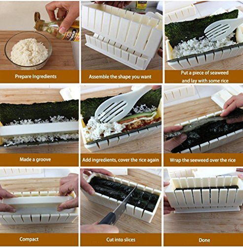 Sushi Master Sushi Kit – Easy to Use DIY 10 Piece Sushi Making Kit with 8 Inch Non Stick Sushi Chef Knife