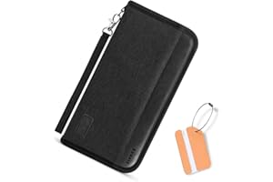 SUNSIR Travel Passport Wallet Family Passport Holder RFID Blocking Waterproof Bag Documents Organizer Premium Durable Passport Case With Luggage Tag (All Black)
