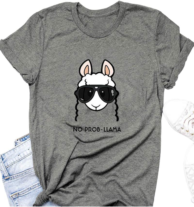 Women Goat Tops Farm Funny Cute Junior Teen T Shirt Grey M