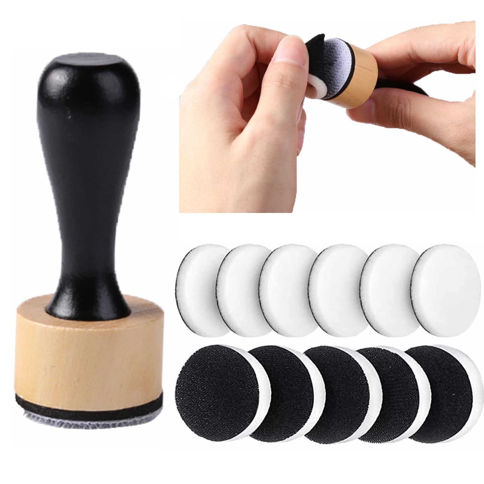 Briartw Mini Round Ink Blending Tool with Foams Replacement Refill Foam Set Scrapbooking Painting Drawing Art Supplies Handle Ink Tools Embossing Stencils