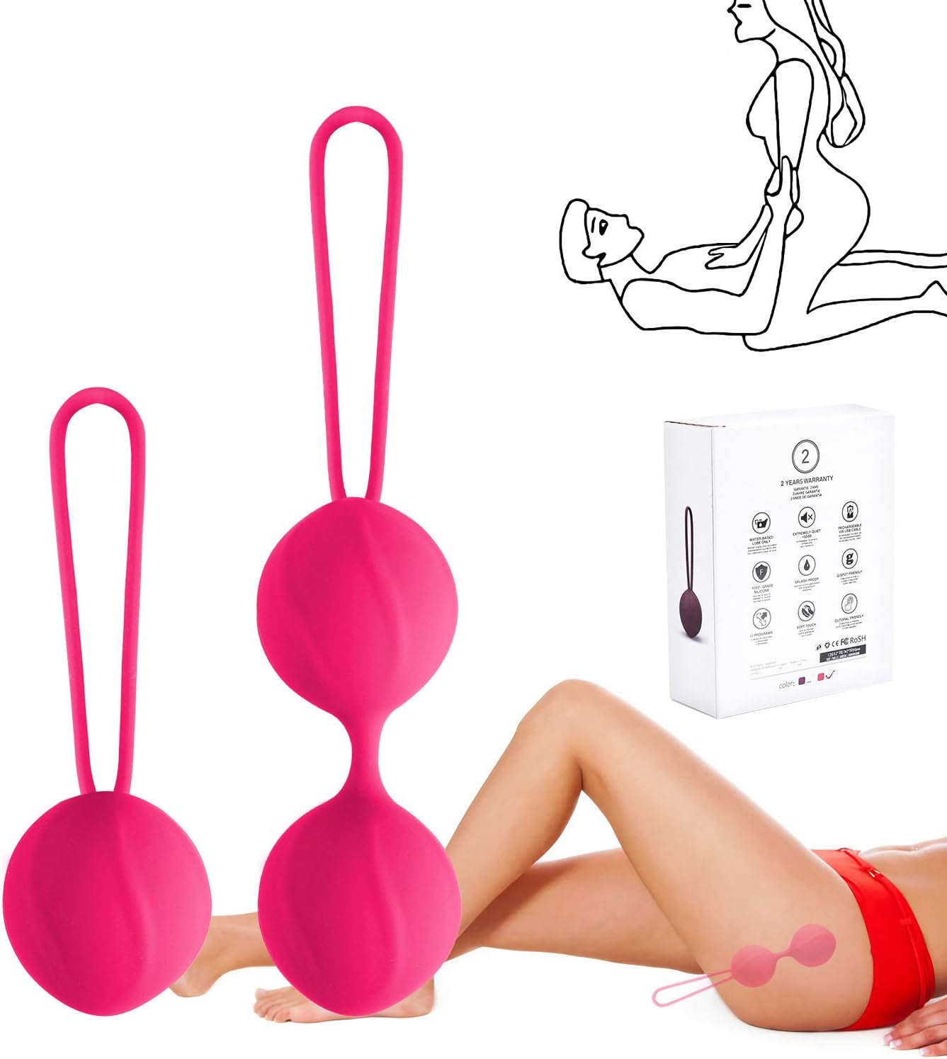 Kegel Balls Exercise Weight for Women Lady Bladder Control Pelvic Floor Exercise Tightening, Silicone Ben Wa Balls Pelvic Weights Training Sets for Beginners Advanced Tightening Luvsex: Health & Personal Care