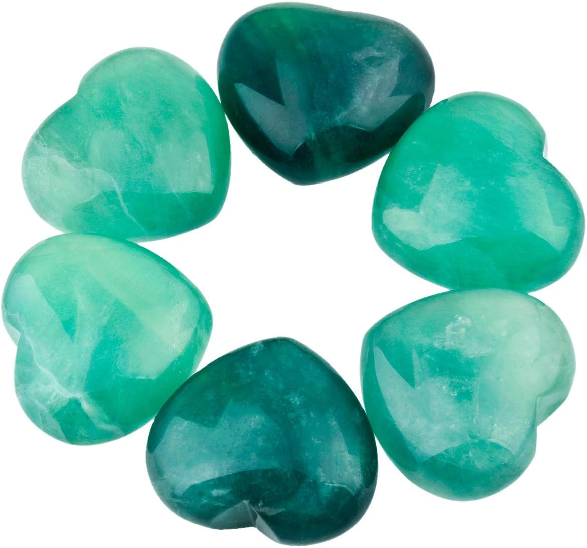 KYEYGWO Green Fluorite Puff Heart Healing Crystals Love Stone - Image 4