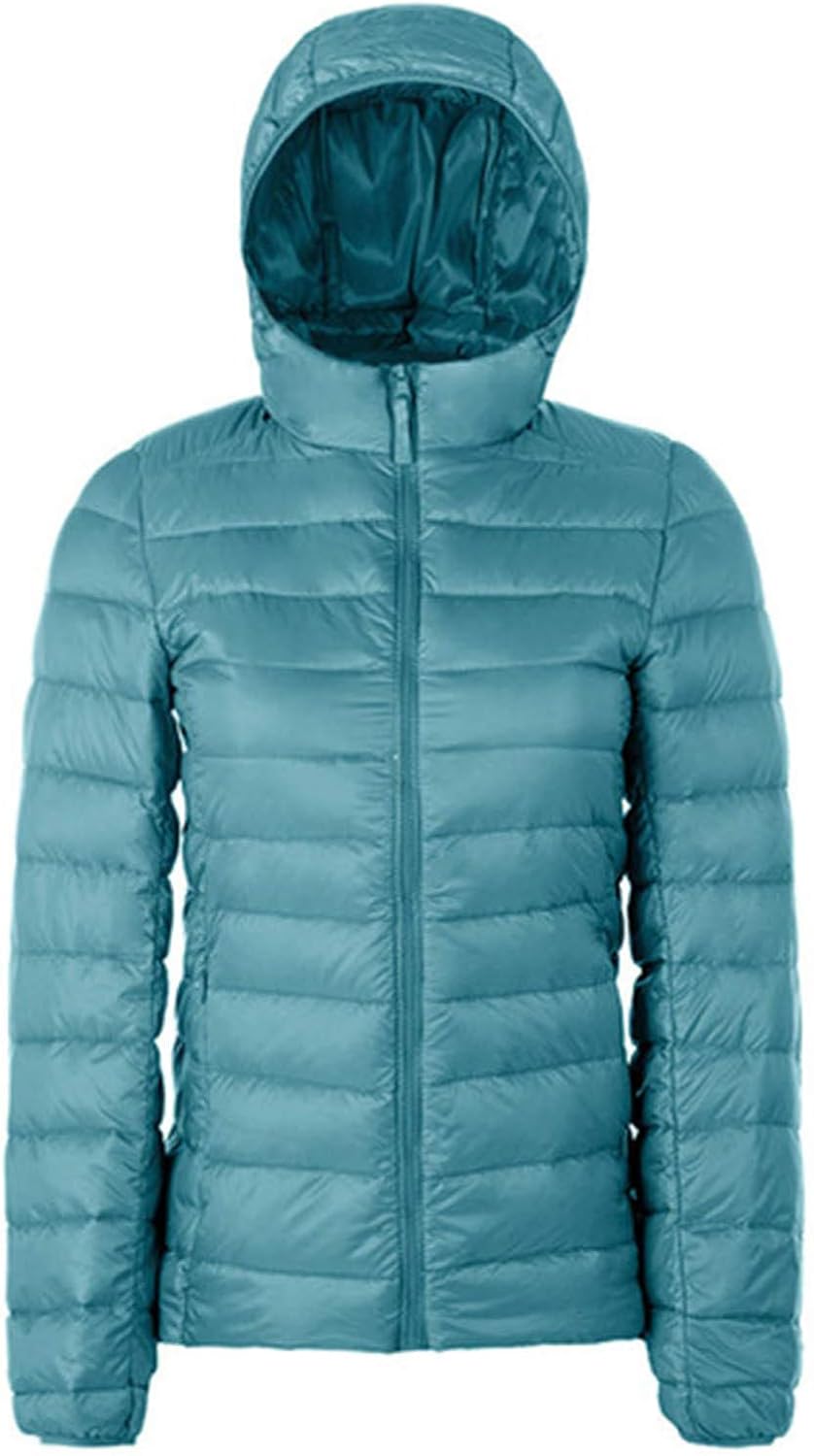 women's hooded packable ultra light weight short down jacket