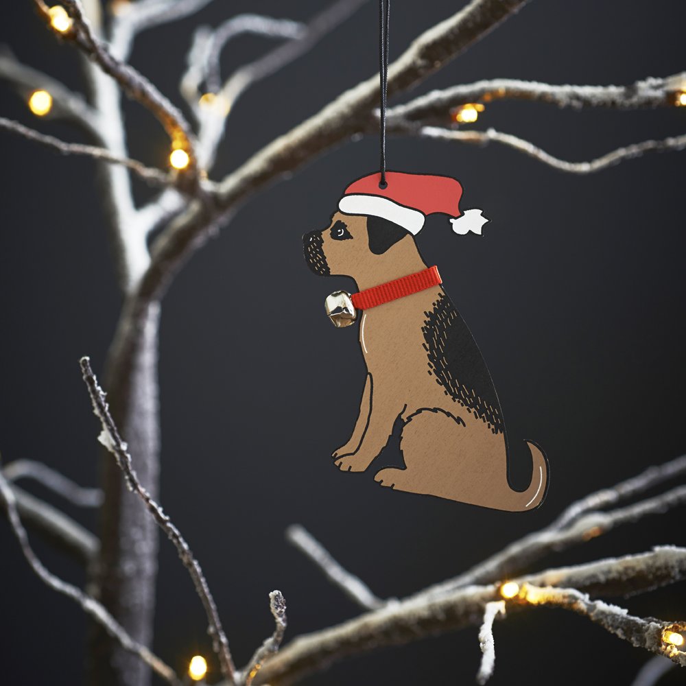 Sweet William Border Terrier Christmas decoration, wood, Brown