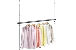 TWINKLETOOL Hanging Closet Rod 46.85in Adjustable Height, Closet Extender Hanging Bar for Closet Rod Heavy Duty Closet Organizer, Black