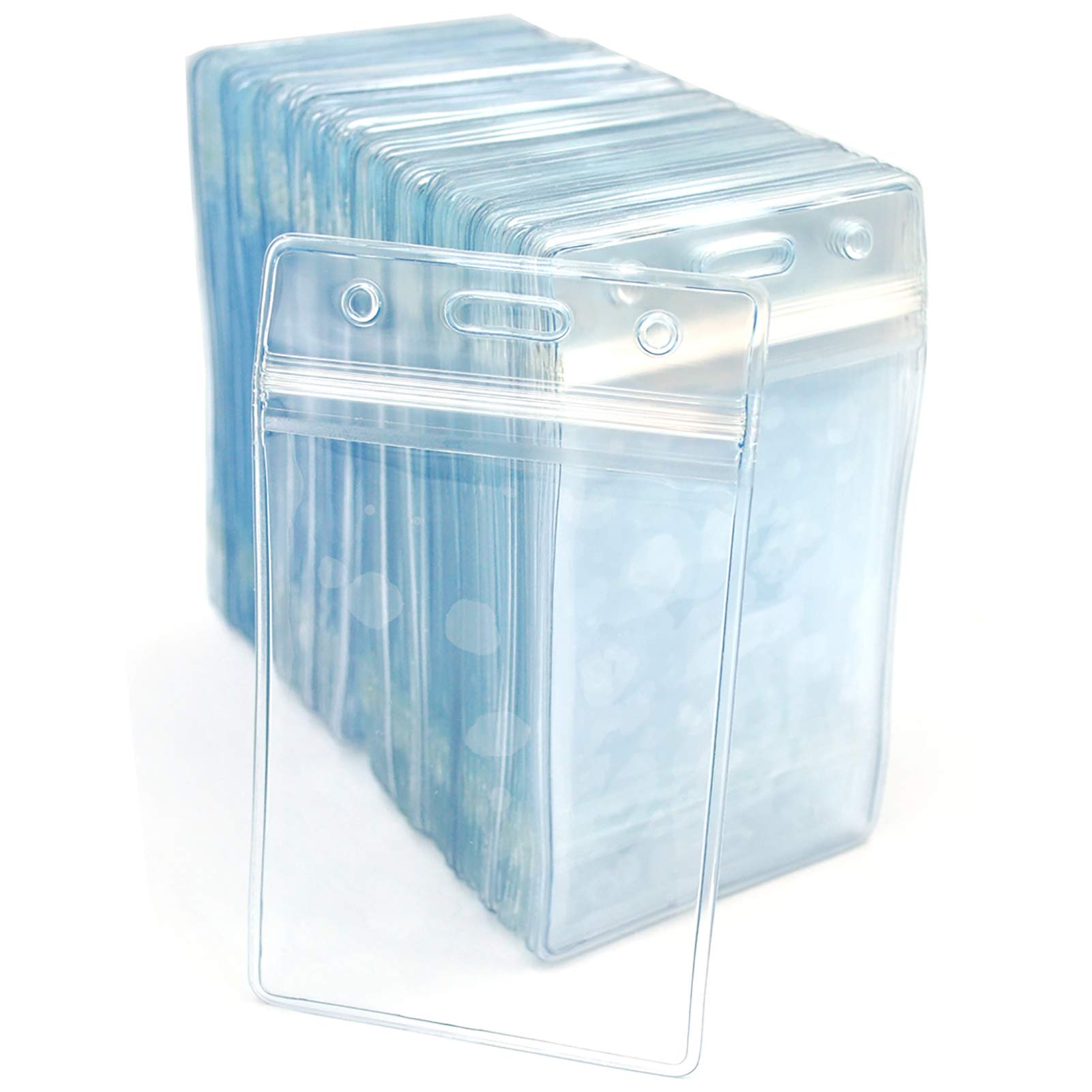 Badge Holder,Bird Fiy 50PCS Waterproof Type Vertical Clear Name Tag Badge ID Card Holders