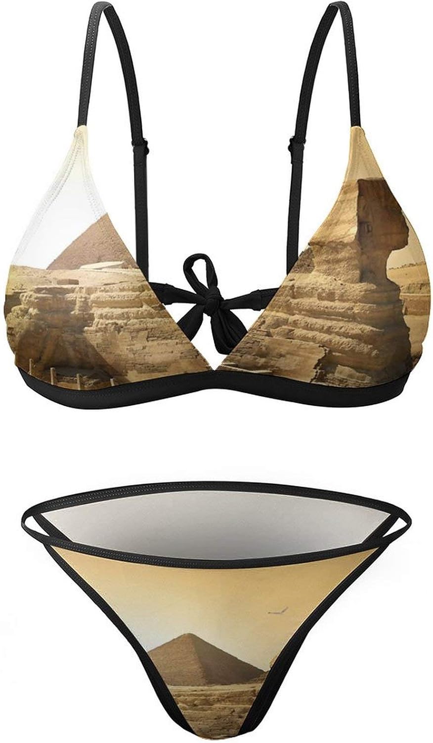 Egyptian Vintage of Sphinx and Pyramids in Ancient Famous Monument