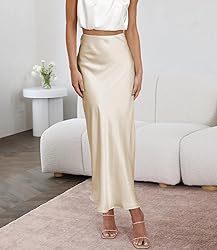 Outoshe Women's Satin High Waisted Maxi Skirts