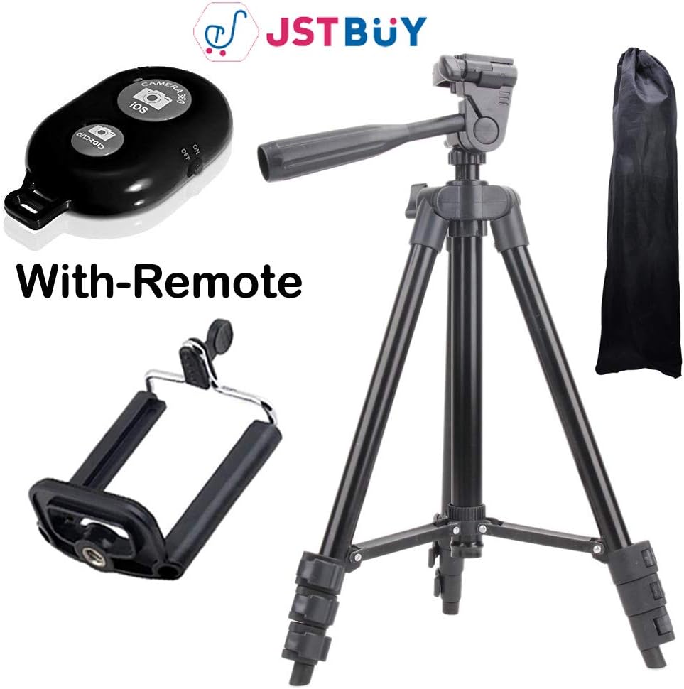 JSTBUY LABEL JBTPD3120-R 4-Section Lightweight Portable Aluminium Tripod Stand with Wireless Remote