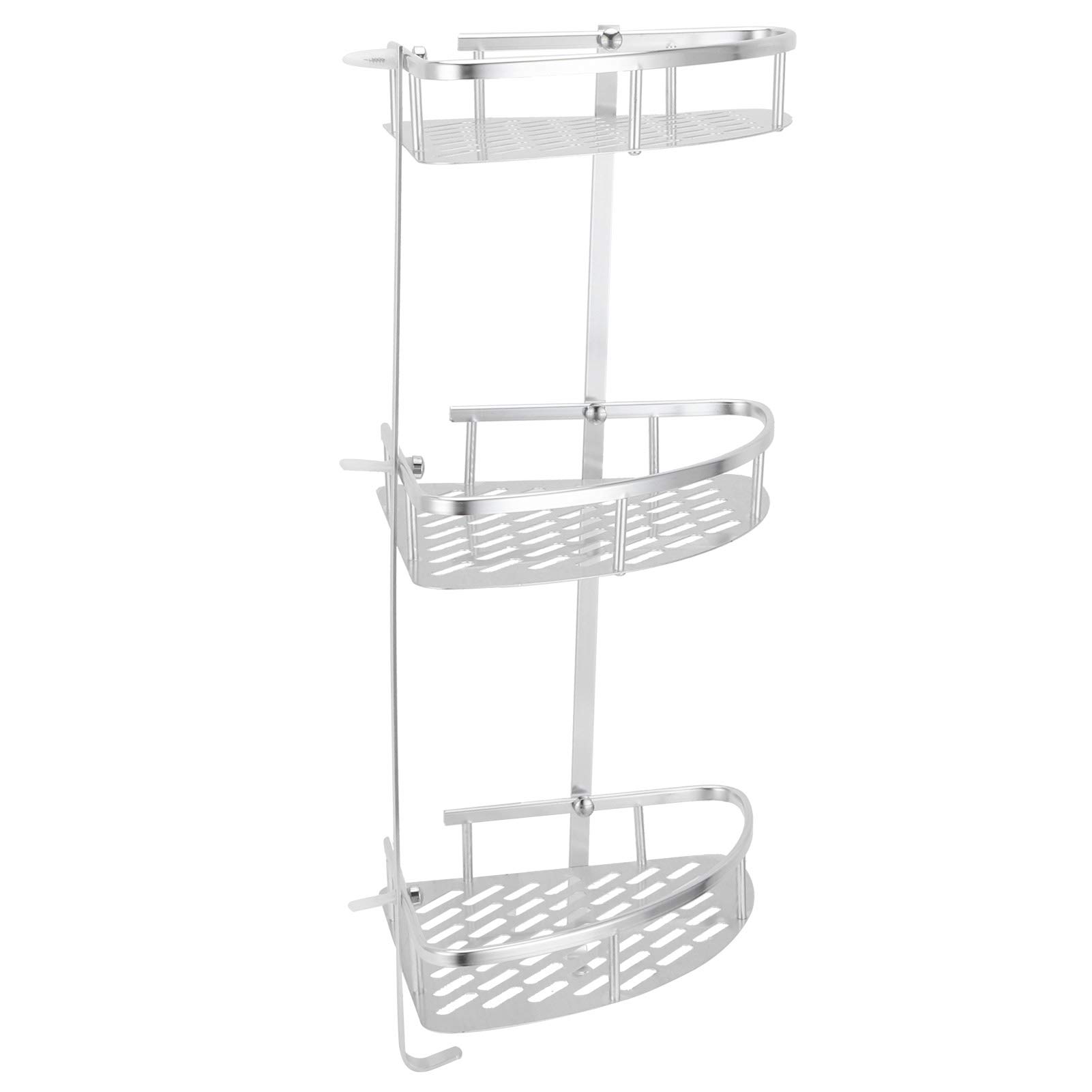 Dioche Minimalist 3-Tier Corner Shower Shelf, Wall Mounted Shower Organizer, Silver