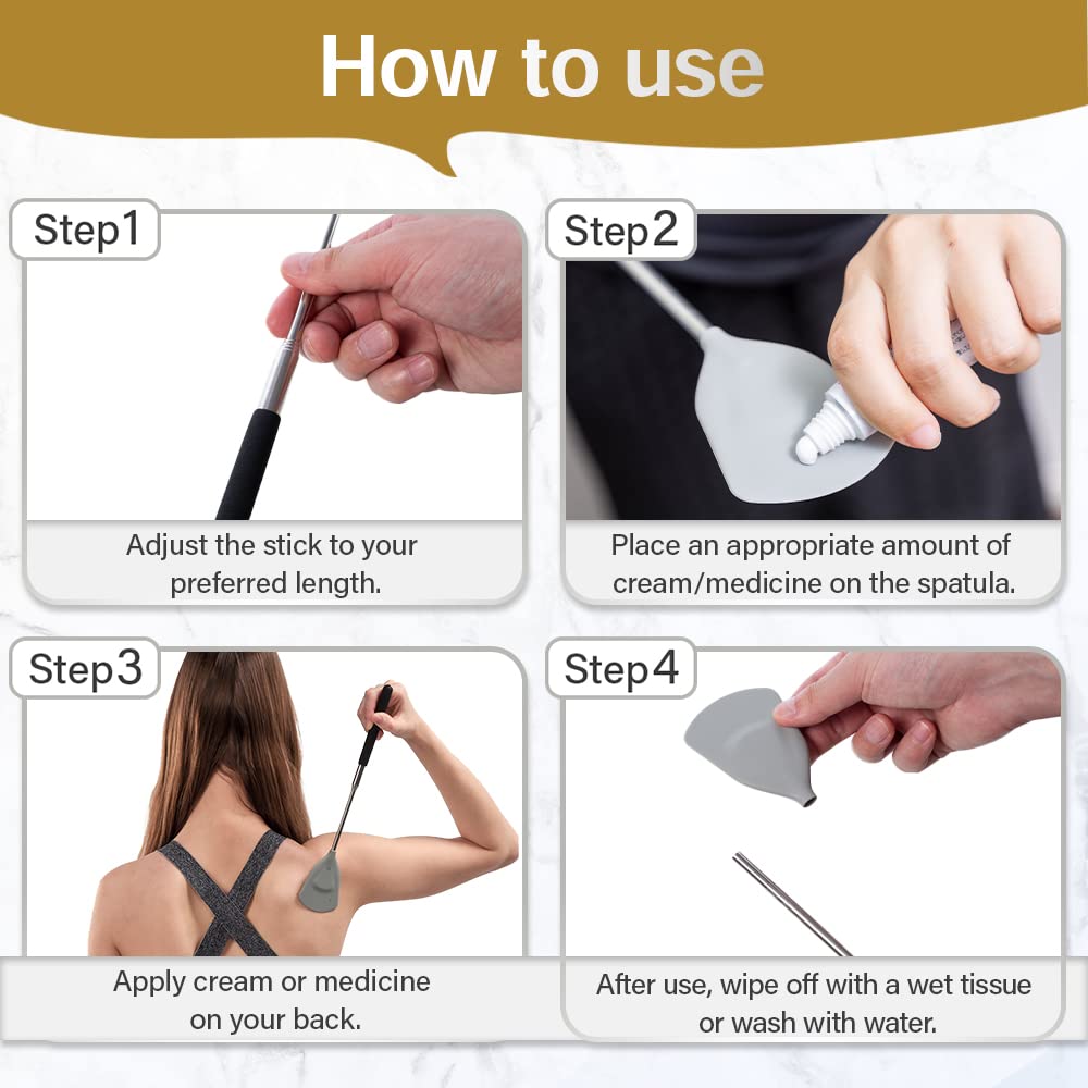 ROUNDS Cream Applicator for Back Telescopic Stick for Lotion Ointment Body Oil Medicine feet