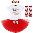 OBEEII Baby Girl 1/2 1st 2nd Birthday Outfit Short Sleeve Romper Tutu Skirt Headband Leg Warmers Set Cake Smash Photoshoot
