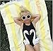 Charm Kingdom Kids Toddler Girls Swan Print One Piece Swimsuits Ruffle Bathing Suit Beachwear (28 (2-3 Years), Black)