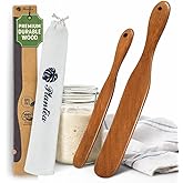 2 pcs Skinny Spurtle for Sourdough Starter, Reaching Bottom of Jar Wooden Spurtle for Mixing, Acacia Wood Dough Whisk, Sourdo