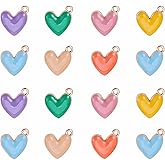 KitBeads 100pcs Enamel Love Heart Charms Metal Valentine Kawaii Dangle Heart Charms for Jewelry Making