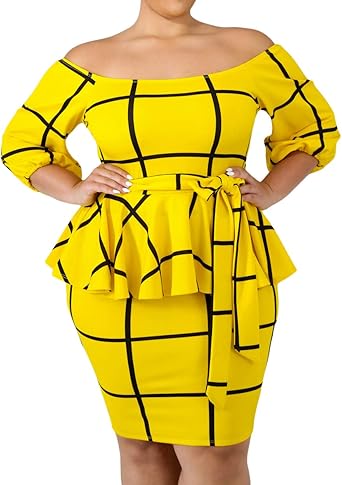 yellow plaid dress bodycon