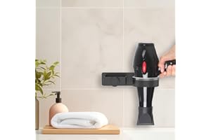 Hair Dryer Holder Wall Mounted Hair Straightener Holder Rustproof Hair Tool Organizer Adhesive Hair Dryer Hanger Space Saving