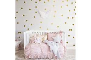 Gold Dots Wall Decals (200 Dots/2 Inch), Posh Polka Dots Wall Sticker for Kids Baby Girls Living Room Bedroom Playroom（10 She