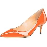 AMARANTOS Women Fashion Pointed Toe Slip On Comfort Basic Kitten Heel Pumps Shoes