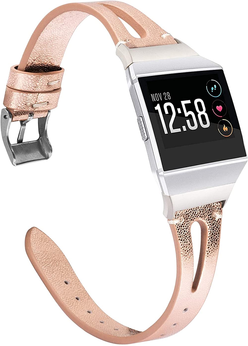 Chainfo Compatible with Fitbit Ionic Strap, Leather Replacement Band Strap Wristband Watch Band Bracelet Wrist Straps with Metal Buckle (Pattern 3)