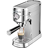 CASABREWS Espresso Machine 20 Bar, Professional Espresso Maker with Milk Frother Steam Wand, Compact Coffee Machine with 34oz