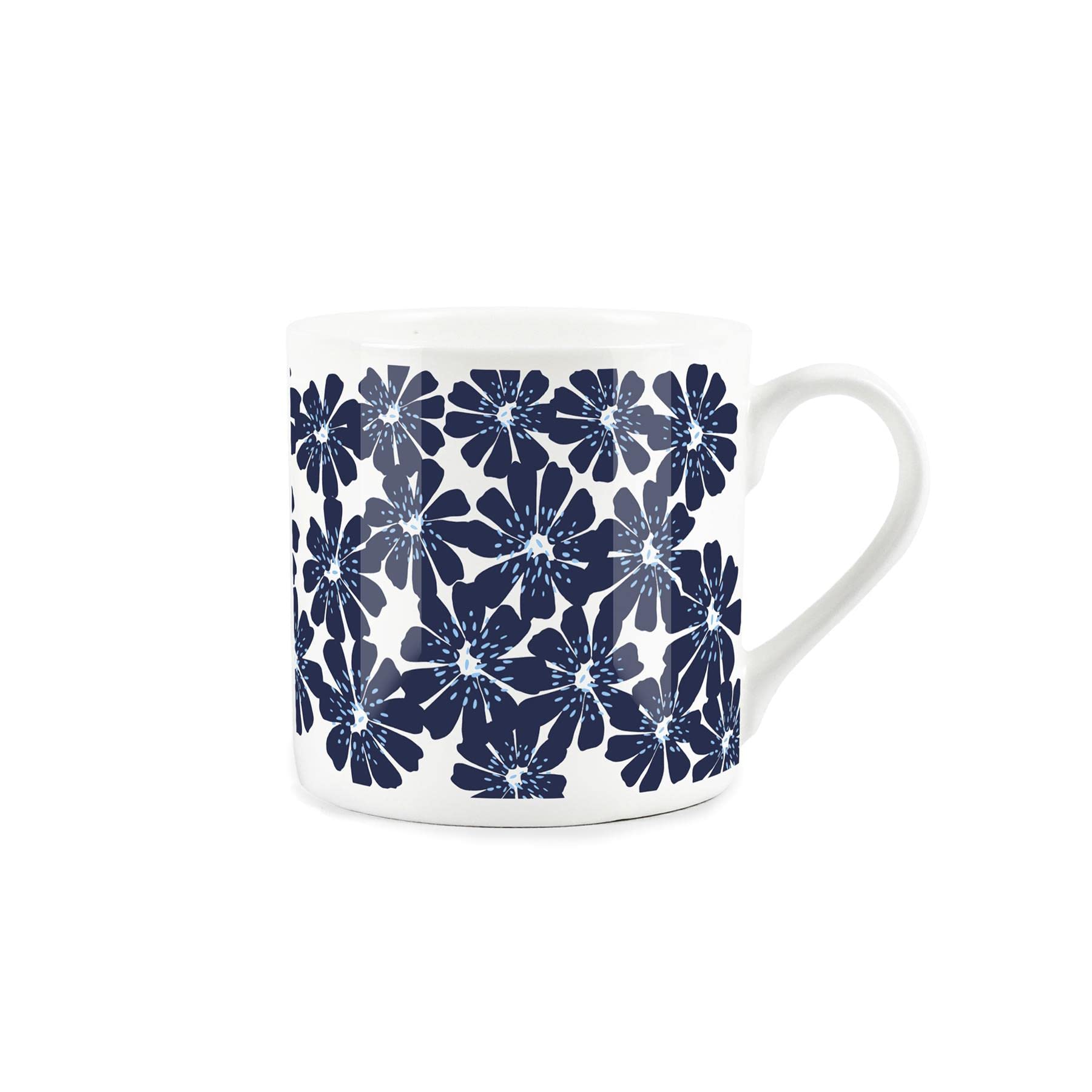 Purely Home Blue Chamomile Flowers Mug - Floral Bone China Cup - Tea/Coffee Present Gift