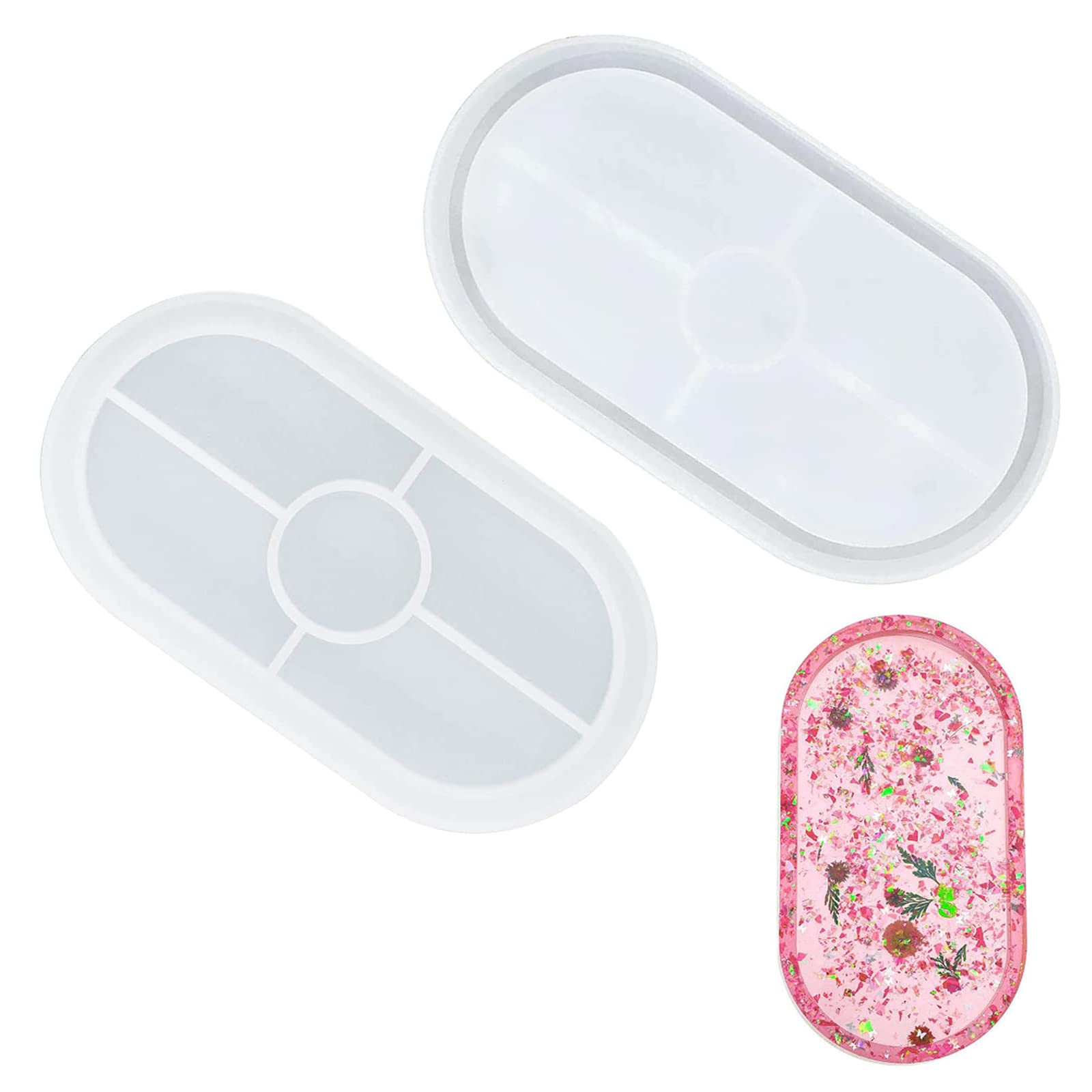 suaywo 2 x Epoxy Resin Moulds DIY Tray Moulds in Resin Silicone Epoxy Resin for Making Coasters, Trays, Candlesticks, Bowl Mats