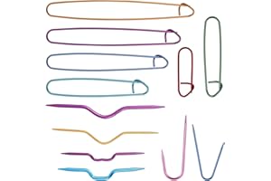 12pcs Knitting Stitch Holders and Cable Needles Set, Multi-Color Aluminum Stitch Holder with Bent Needles Knitting Tool Acces