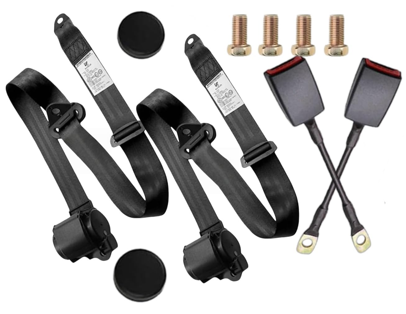 Photo 1 of 2 Pack 3-Point Pads Adjustable Retractable Straps Cover Universal Replacement Set for Go Kart, Golf Cart,Minivan Van,SUV,UTV, VR,Pickup,Truck for Modification Belt Protective Covers Kit -L(Black)