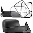 Towing Mirrors Driver Passenger Side for 1994-1997 Dodge Ram 1500 2500 3500 with Power Glass, Tow Mirrors with Power Adjustable, Manual Telescopic Folding, Dual Mirrors Side Mirrors Replacement Black