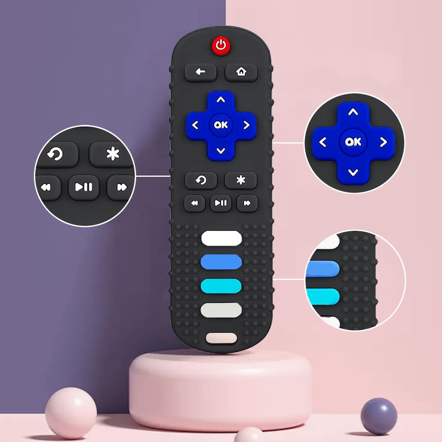 YAPROMO Baby Silicone Teether Toys, Toy Remote for Toddlers 3-18 Months, Kids Remote Teething Toy, TV Remote Teether Toys, Food Grade Silicone