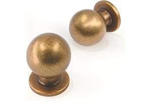 Asimerdeco 10 Pack Antique Brass Cabinet Knobs Single Hole Cabinet Pulls Round Kitchen Cabinet Knobs Drawer Knobs Dresser Kno