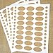 81 Blank Vintage Style Oval Kraft Essential Oil Bottle Labels + 81 Round Stickers by Rivertree Life