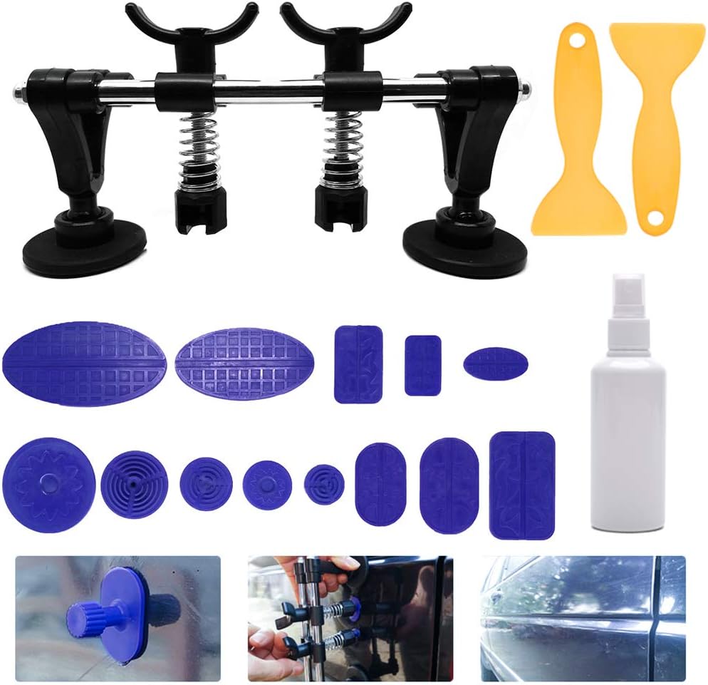 Voyaux Car Dent Remover, Newest Version Easy Bump Dent Remover, Super Strong Double Springs Dent Puller With Glue Puller Tabs, Glue Shovel(Glue Gun Not Included)
