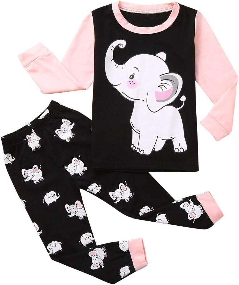 Baby Outfits, Baby Kids Boys Girls Long Sleeve Cartoon Printed Tops+Pants Pajamas Outfit Set for 1-8 Years